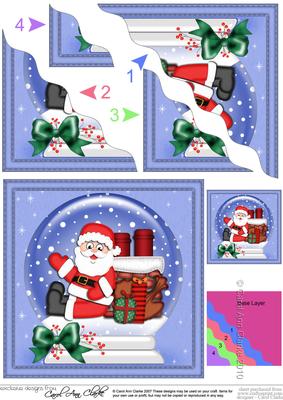 Xmas Rooftop Santa Cracker Snowglobe Wavy Corner Stacker