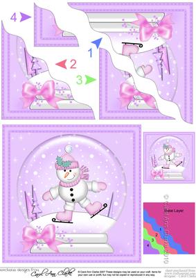 Xmas Skating Snowman Cracker Snowglobe Wavy Corner Stacker