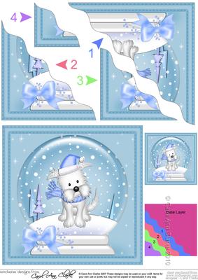 Xmas Westie Dog Snowglobe Wavy Corner Stacker