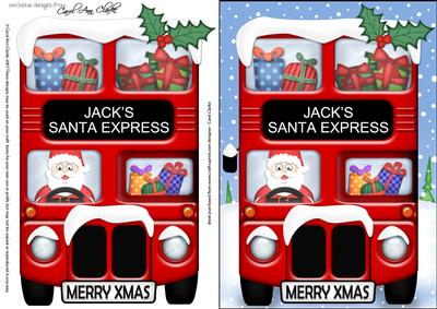 Xmas Santa Express Jack A5 Quick Card N 3D Decoupage