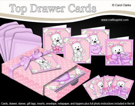 3D Top Drawer Jess Westie Dog Notelet Cards Bumper Kit
