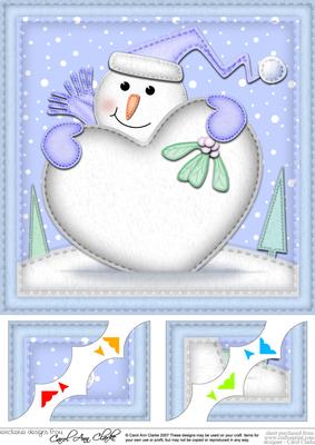 8 x 8 Snowman Xmas Love Scalloped Corner Topper
