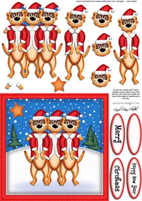 Xmas Meerkats Quick Card N 3D Decoupage