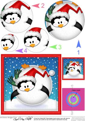 Xmas Oops Penguin Snowball Circle Pyramage Topper