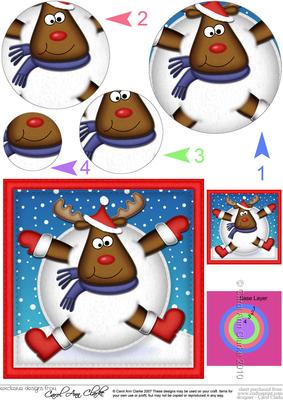 Xmas Oops Rudolph Snowball Circle Pyramage Topper