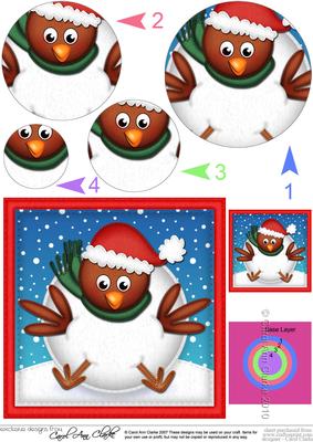 Xmas Oops Robin Snowball Circle Pyramage Topper