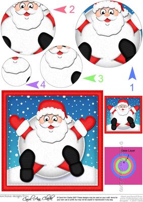 Xmas Oops Santa Snowball Circle Pyramage Topper