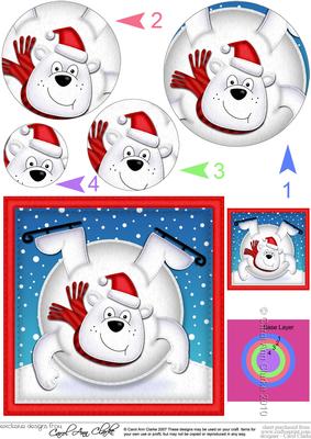 Xmas Oops Ben Polar Bear Snowball Circle Pyramage Topper