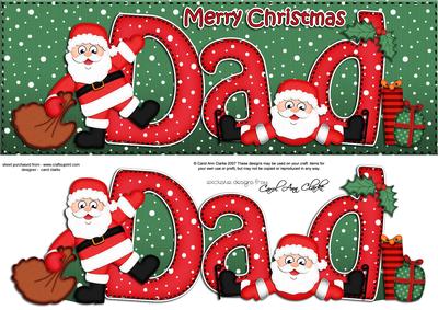 Large Dl Xmas Dad with Santa Quick Card 3D Decoupage