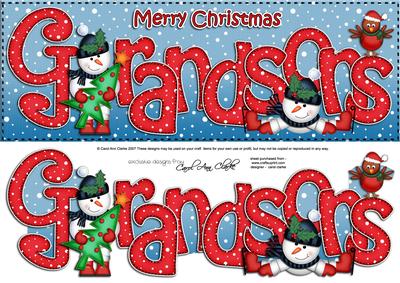 Large Dl Xmas Grandsons with Snowmen Quick Card 3D Decoupage
