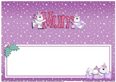 Xmas Mum with Polar Bears Matching Large Dl Insert