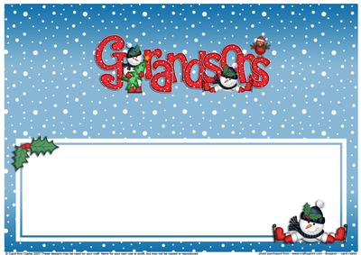 Xmas Grandsons with Snowmen Matching Large Dl Insert