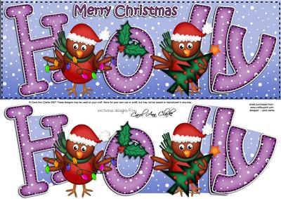 Xmas Large Dl Holly Quick Card N 3D Decoupage
