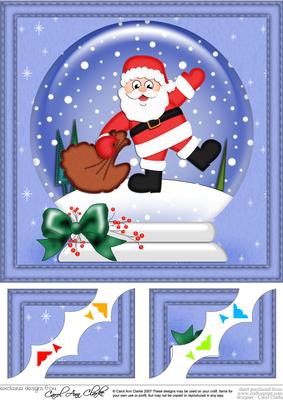 8 x 8 Xmas Santa's Sack Snowglobe Scalloped Corner