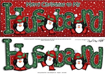 Large Dl Xmas Husband with Penguins Quick Card 3D Decoupage