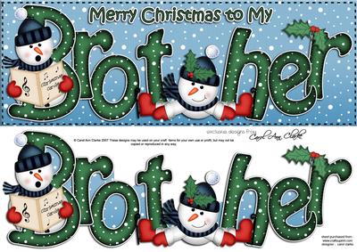 Large Dl Xmas Brother with Snowmen Quick Card 3D Decoupage