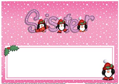 Xmas Sister with Penguins Matching Large Dl Insert