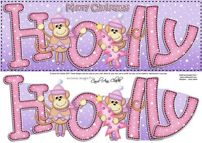 Xmas Large Dl Holly Quick Card N 3D Decoupage