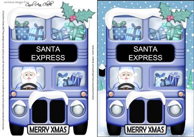 Xmas Santa Express A5 Quick Card N 3D Decoupage