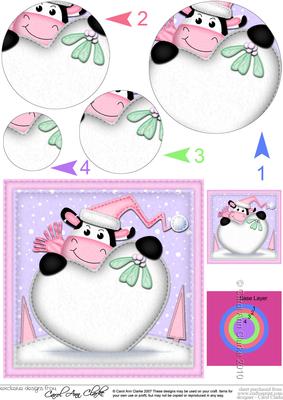 Xmas Milly Moo Cow Xmas Love Circle Pyramage Topper