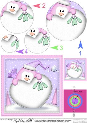 Xmas Penguin Xmas Love Circle Pyramage Topper