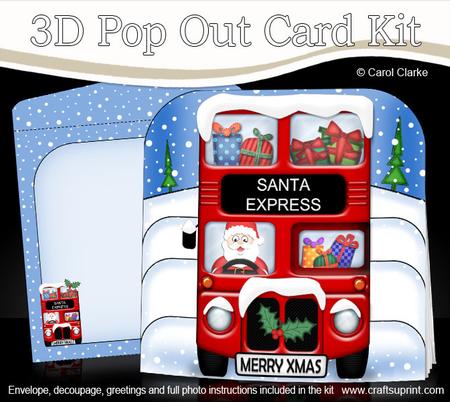 3D Xmas Santa Express Pop Out Card Kit