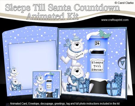 3D Xmas Polar Bears Sleeps Till Santa Countdown Moveable