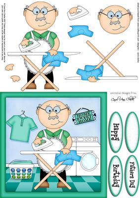 Bert Does the Ironing Quick Card N 3D Decoupage