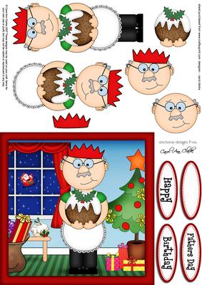 Bert's Christmas Pud Quick Card N 3D Decoupage