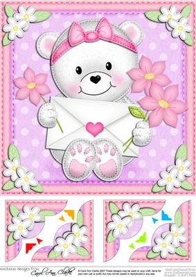 8 x 8 Teddy Tess's Letter Scalloped Corner Topper