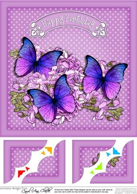 8 x 8 Butterflies & Flowers Birthday Scalloped Corner Topper