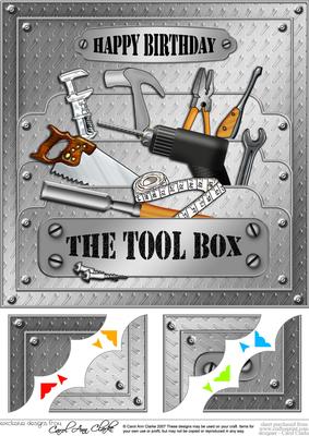 8 x 8 the Tool Box Birthday Scalloped Corner Topper
