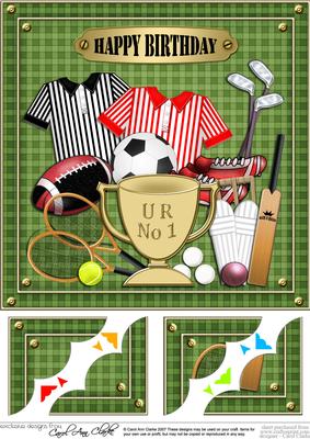 8 x 8 Sports Birthday Scalloped Corner Topper