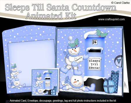 3D Xmas Snowmen Sleeps Till Santa Countdown Moveable