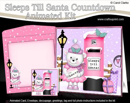 3D Xmas Teddy Tess Sleeps Till Santa Countdown Moveable