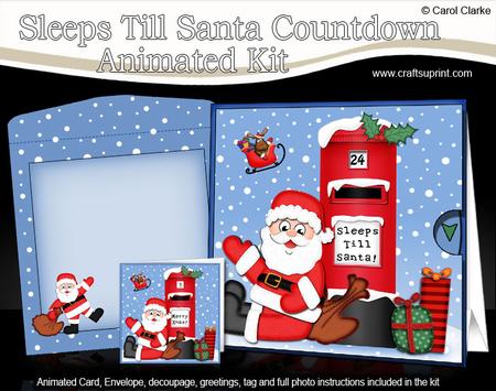3D Xmas Santa Sleeps Till Santa Countdown Moveable