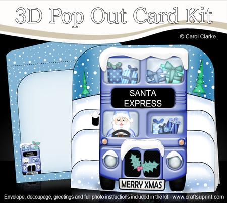 3D Xmas Santa Express Pop Out Card Kit