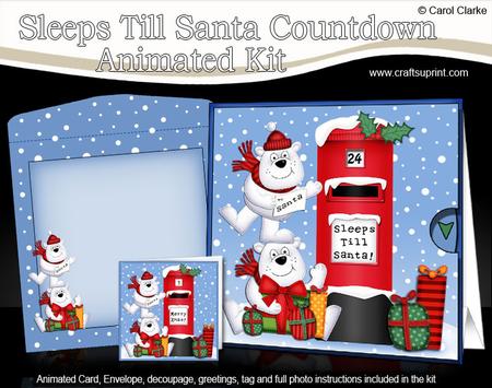 3D Xmas Polar Bears Sleeps Till Santa Countdown Moveable
