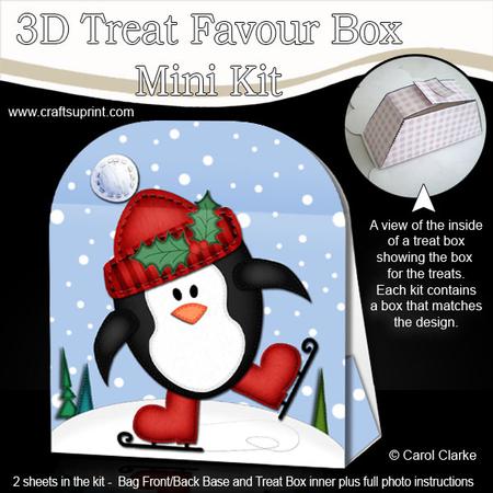 3D Xmas Skating Penguin Treat or Favour Box Mini Kit