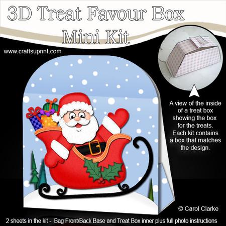 3D Xmas Santa's Sleigh Treat or Favour Box Mini Kit