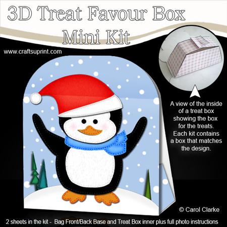 3D Xmas Penguin Treat or Favour Box Mini Kit