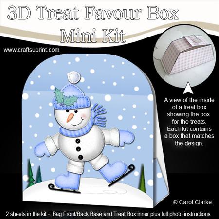 3D Xmas Skating Snowman Treat or Favour Box Mini Kit