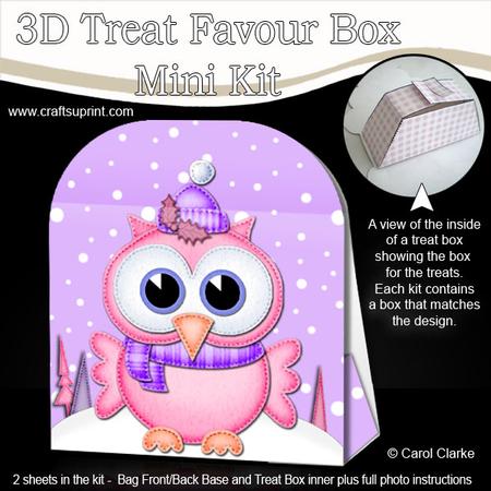 3D Xmas Little Hoot Treat or Favour Box Mini Kit