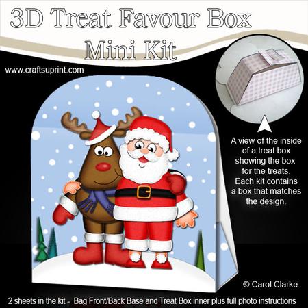 3D Xmas Santa and Rudolph Treat or Favour Box Mini Kit