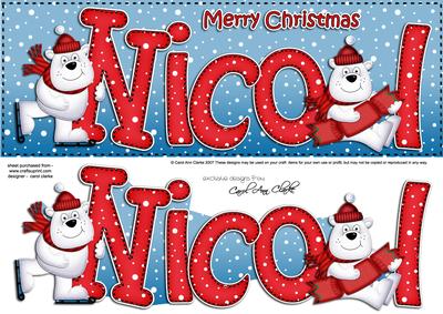 Xmas Large Dl Nicol Quick Card N 3D Decoupage