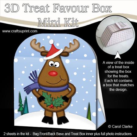 3D Xmas Rudolph Treat or Favour Box Mini Kit