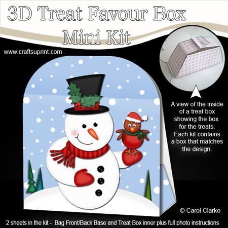 3D Xmas Snowman Treat or Favour Box Mini Kit