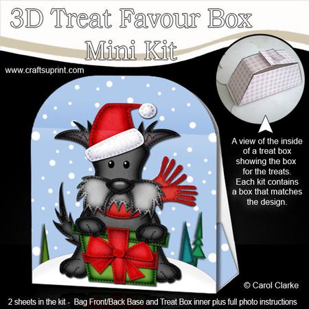 3D Xmas Scottie Dog's Present Treat or Favour Box Mini Kit