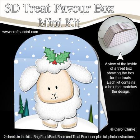 3D Xmas Little Lamb Present Treat or Favour Box Mini Kit