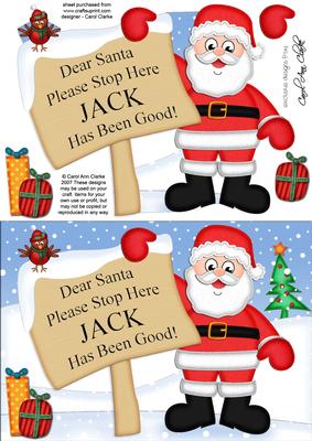 Xmas Santa Jack's Been Good A5 Quick Card 3D Decoupage